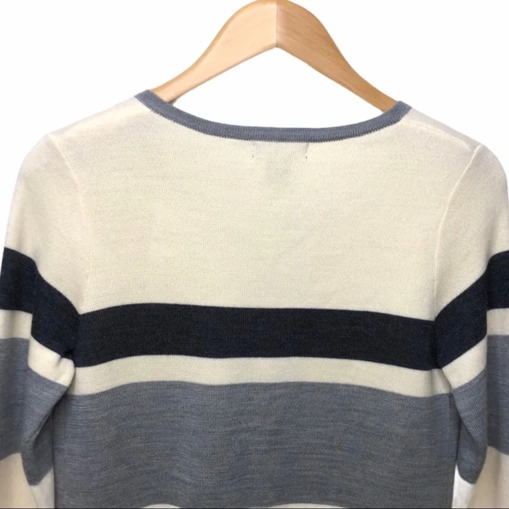 Adrienne Vittadini Open Front Striped Cardigan Size Small Gray Coatigan - Picture 6 of 9